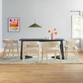 Set tavolo da pranzo in bouclé nero/avorio, stile moderno, 6 posti a sedere