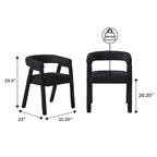 Set tavolo da pranzo in bouclé nero/avorio, stile moderno, 6 posti a sedere