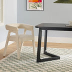 Set tavolo da pranzo in bouclé nero/avorio, stile moderno, 6 posti a sedere