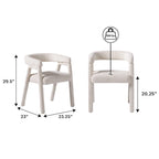 Set tavolo da pranzo in bouclé nero/avorio, stile moderno, 6 posti a sedere