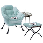 Poltrona in velluto con pouf pieghevole – Blu scuro / Verde / Marrone / Grigio – 1 Posto