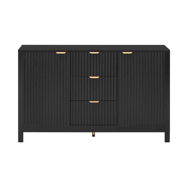 Mobile Consolle Wave-Grain – Nero / Ciano / Bianco – 3 Cassetti e Vano con Doppia Anta – Montaggio da 1 Persona
