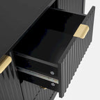 Mobile Consolle Wave-Grain – Nero / Ciano / Bianco – 3 Cassetti e Vano con Doppia Anta – Montaggio da 1 Persona