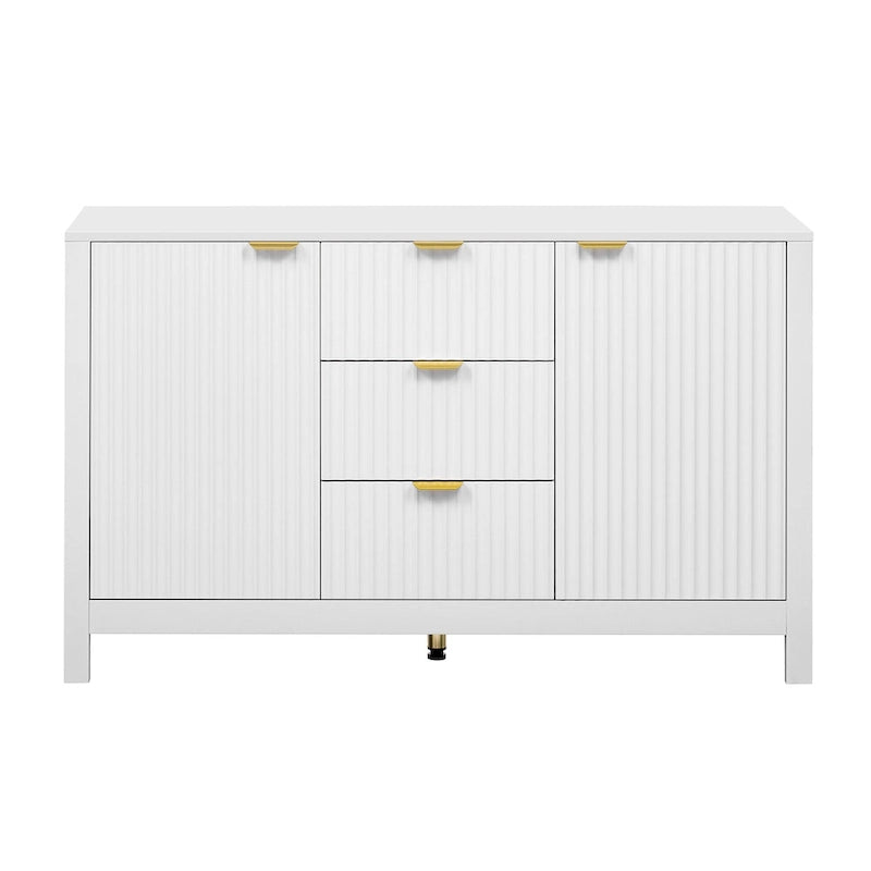 Mobile Consolle Wave-Grain – Nero / Ciano / Bianco – 3 Cassetti e Vano con Doppia Anta – Montaggio da 1 Persona