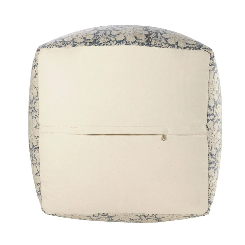 Pouf quadrato floreale blu navy e bianco – 1 persona