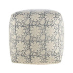 Pouf quadrato floreale blu navy e bianco – 1 persona
