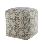 Pouf quadrato floreale blu navy e bianco – 1 persona