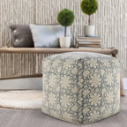 Pouf quadrato floreale blu navy e bianco – 1 persona