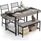 Set tavolo da pranzo grigio per 4 persone – Tavolo, 2 sedie e panca