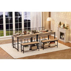 Set tavolo da pranzo grigio per 4 persone – Tavolo, 2 sedie e panca