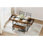 Set tavolo da pranzo grigio per 4 persone – Tavolo, 2 sedie e panca