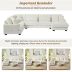 Divano Sezionale a U in Velluto a Coste Beige/Grigio con Chaise Longue, 5 Posti
