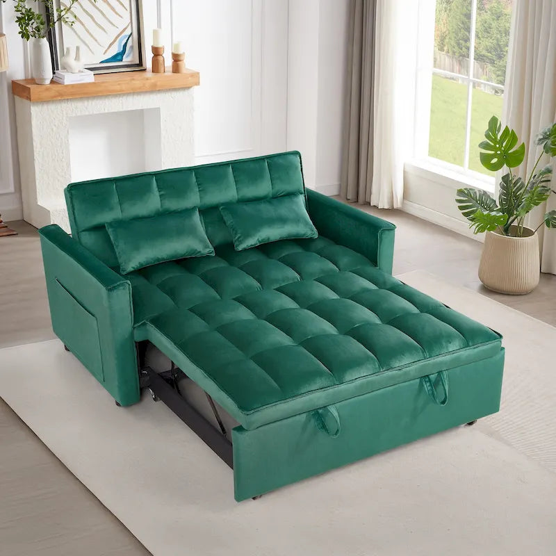 Verde Scuro / Grigio Medio / Rosa / Nero / Grigio Argento / Blu Scuro Divano Letto Convertibile, Schienale Regolabile a 3 Velocità, Per 2 Persone