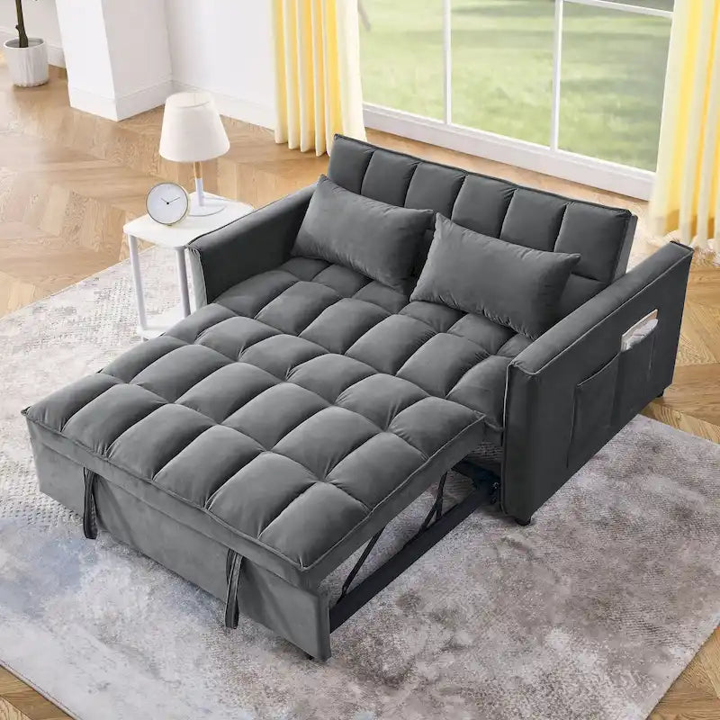 Verde Scuro / Grigio Medio / Rosa / Nero / Grigio Argento / Blu Scuro Divano Letto Convertibile, Schienale Regolabile a 3 Velocità, Per 2 Persone