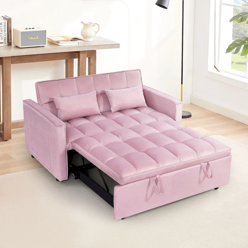 Verde Scuro / Grigio Medio / Rosa / Nero / Grigio Argento / Blu Scuro Divano Letto Convertibile, Schienale Regolabile a 3 Velocità, Per 2 Persone