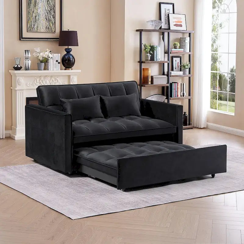 Verde Scuro / Grigio Medio / Rosa / Nero / Grigio Argento / Blu Scuro Divano Letto Convertibile, Schienale Regolabile a 3 Velocità, Per 2 Persone