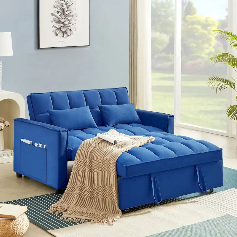 Verde Scuro / Grigio Medio / Rosa / Nero / Grigio Argento / Blu Scuro Divano Letto Convertibile, Schienale Regolabile a 3 Velocità, Per 2 Persone