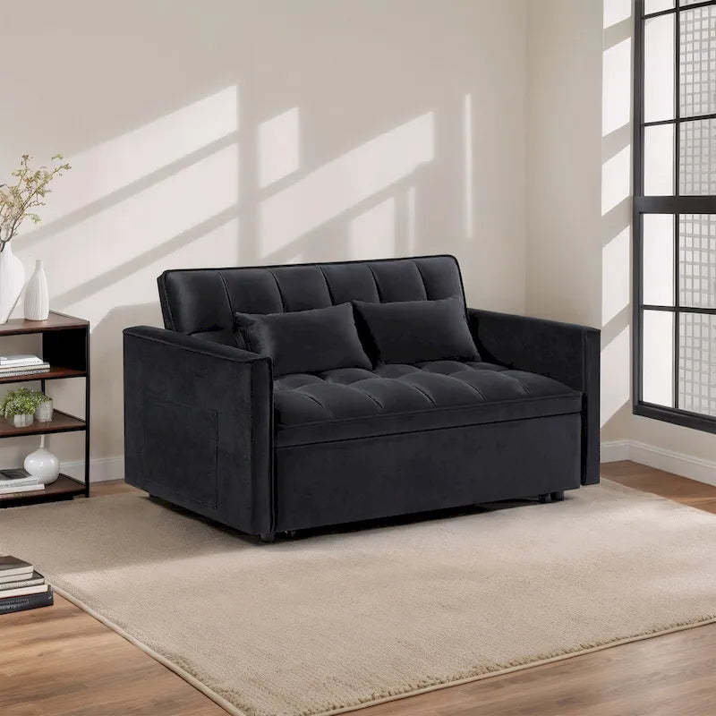 Verde Scuro / Grigio Medio / Rosa / Nero / Grigio Argento / Blu Scuro Divano Letto Convertibile, Schienale Regolabile a 3 Velocità, Per 2 Persone