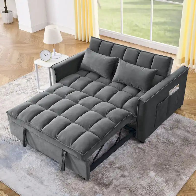 Verde Scuro / Grigio Medio / Rosa / Nero / Grigio Argento / Blu Scuro Divano Letto Convertibile, Schienale Regolabile a 3 Velocità, Per 2 Persone