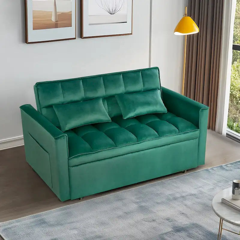 Verde Scuro / Grigio Medio / Rosa / Nero / Grigio Argento / Blu Scuro Divano Letto Convertibile, Schienale Regolabile a 3 Velocità, Per 2 Persone