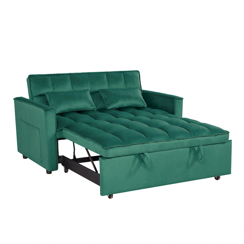 Verde Scuro / Grigio Medio / Rosa / Nero / Grigio Argento / Blu Scuro Divano Letto Convertibile, Schienale Regolabile a 3 Velocità, Per 2 Persone