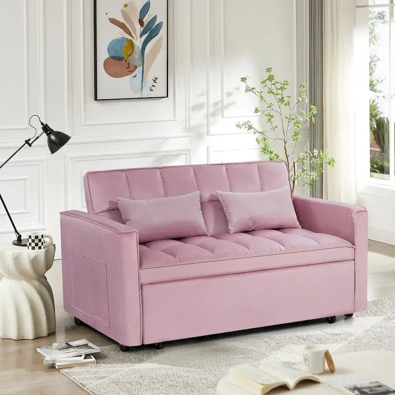 Verde Scuro / Grigio Medio / Rosa / Nero / Grigio Argento / Blu Scuro Divano Letto Convertibile, Schienale Regolabile a 3 Velocità, Per 2 Persone