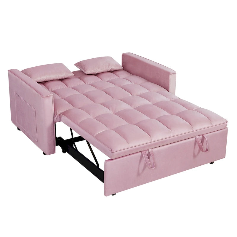 Verde Scuro / Grigio Medio / Rosa / Nero / Grigio Argento / Blu Scuro Divano Letto Convertibile, Schienale Regolabile a 3 Velocità, Per 2 Persone