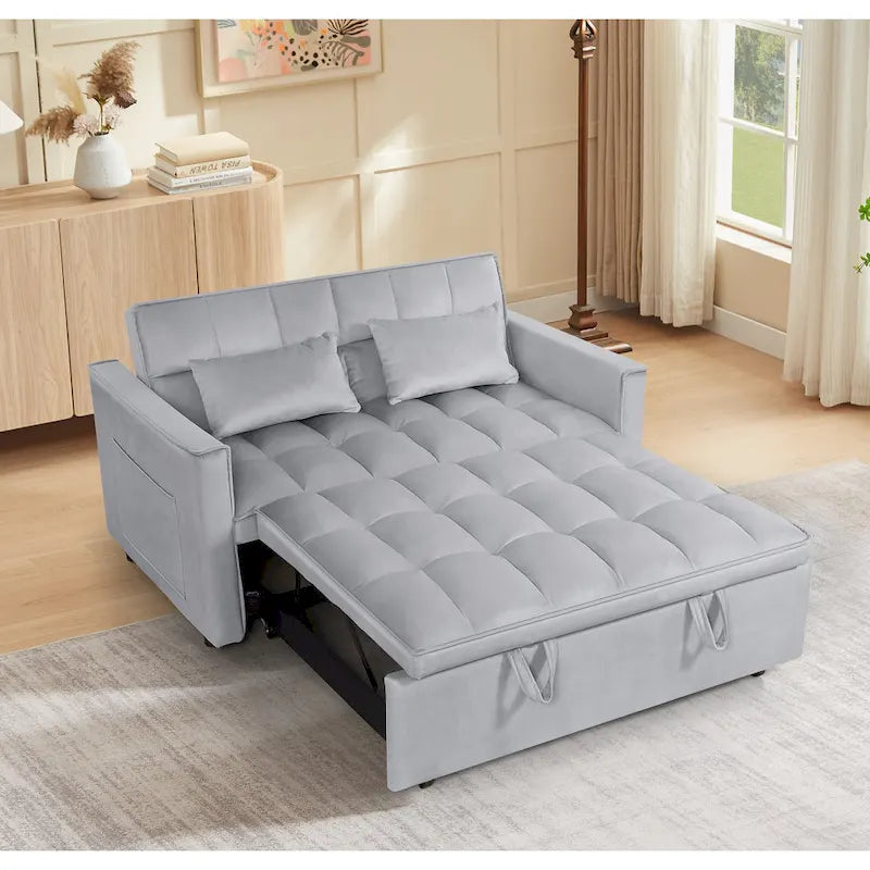Verde Scuro / Grigio Medio / Rosa / Nero / Grigio Argento / Blu Scuro Divano Letto Convertibile, Schienale Regolabile a 3 Velocità, Per 2 Persone