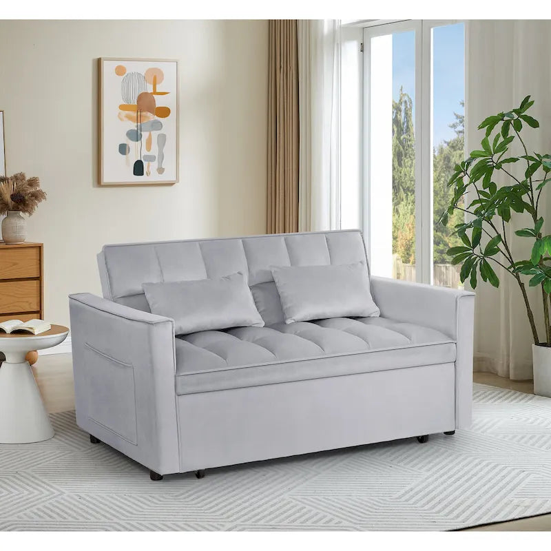 Verde Scuro / Grigio Medio / Rosa / Nero / Grigio Argento / Blu Scuro Divano Letto Convertibile, Schienale Regolabile a 3 Velocità, Per 2 Persone