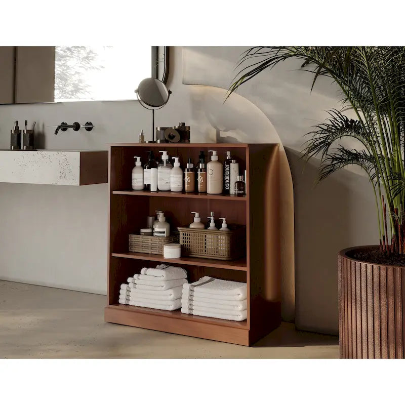 Mobile bagno in legno massello da 32" con ripiani regolabili – Colori multipli