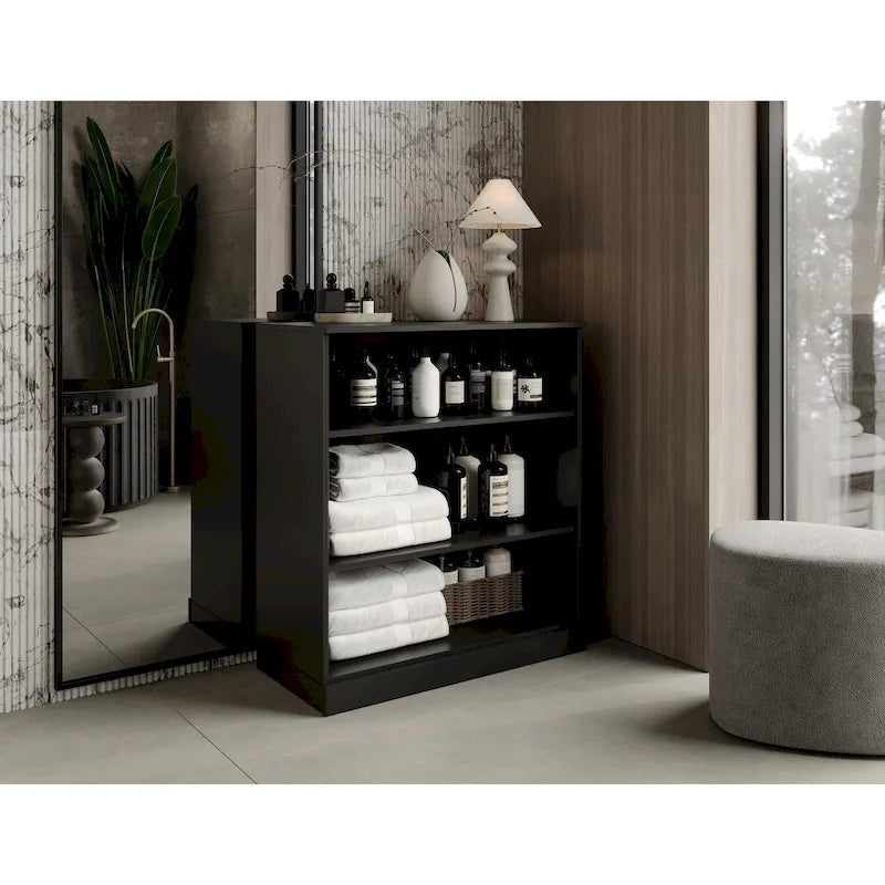 Mobile bagno in legno massello da 32" con ripiani regolabili – Colori multipli