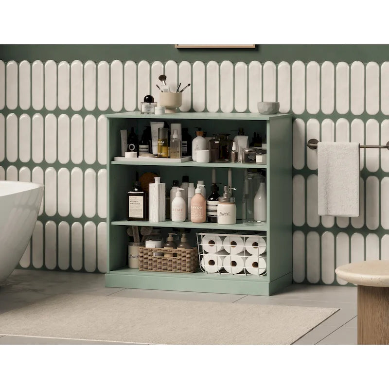 Mobile bagno in legno massello da 32" con ripiani regolabili – Colori multipli