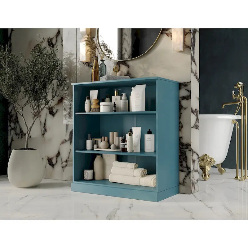 Mobile bagno in legno massello da 32" con ripiani regolabili – Colori multipli