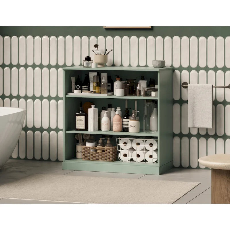 Mobile bagno in legno massello da 32" con ripiani regolabili – Colori multipli