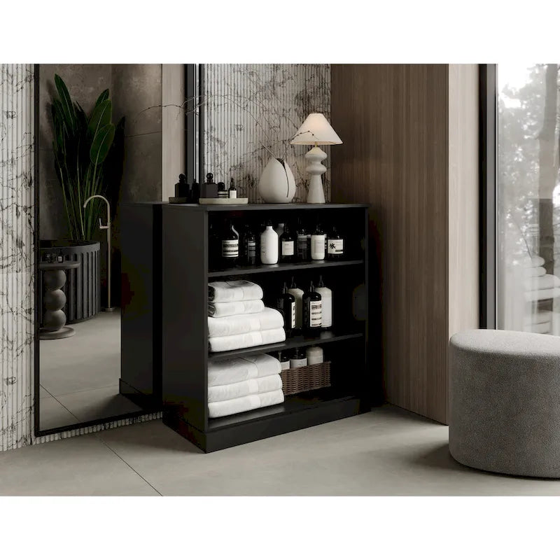 Mobile bagno in legno massello da 32" con ripiani regolabili – Colori multipli