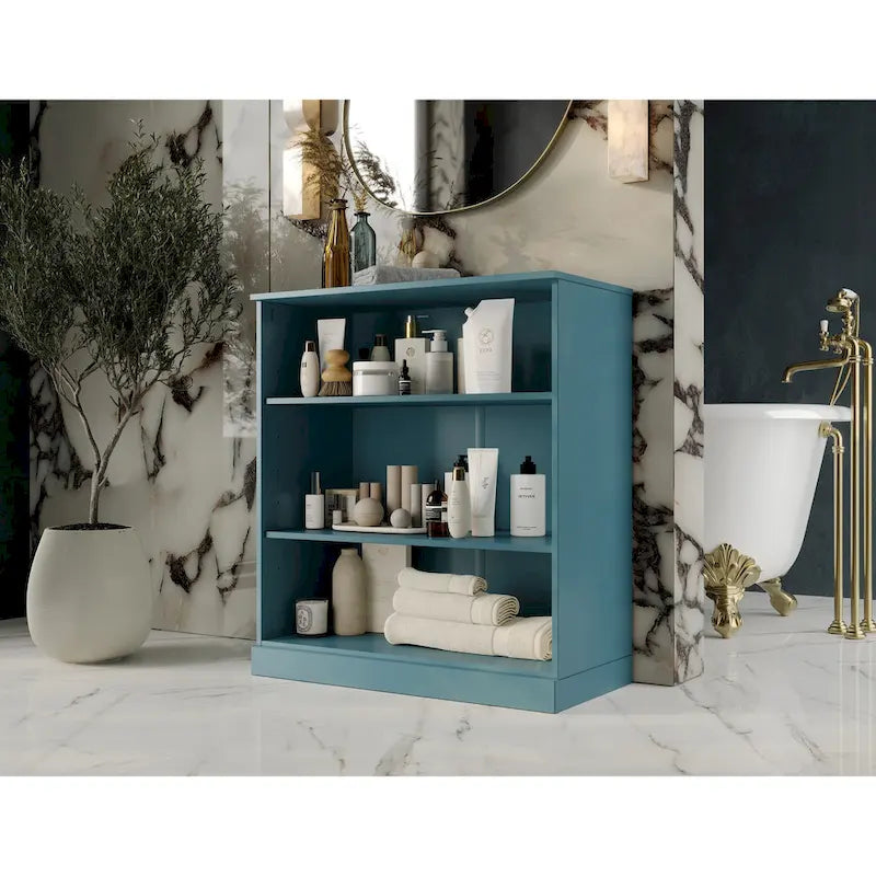 Mobile bagno in legno massello da 32" con ripiani regolabili – Colori multipli
