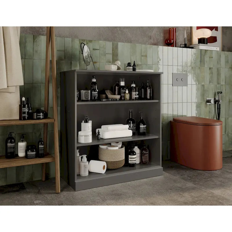 Mobile bagno in legno massello da 32" con ripiani regolabili – Colori multipli