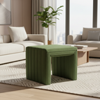 Ottoman quadrato in velluto trapuntato Green Channel, monoposto