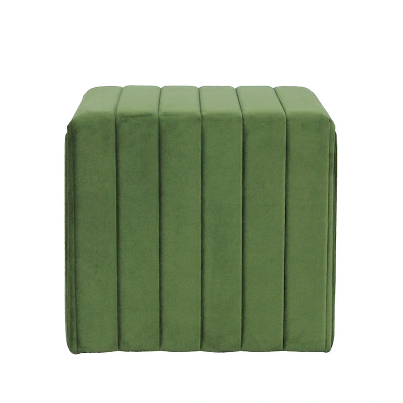 Ottoman quadrato in velluto trapuntato Green Channel, monoposto