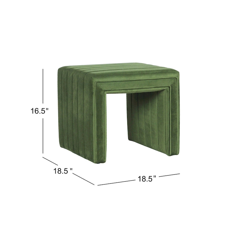 Ottoman quadrato in velluto trapuntato Green Channel, monoposto