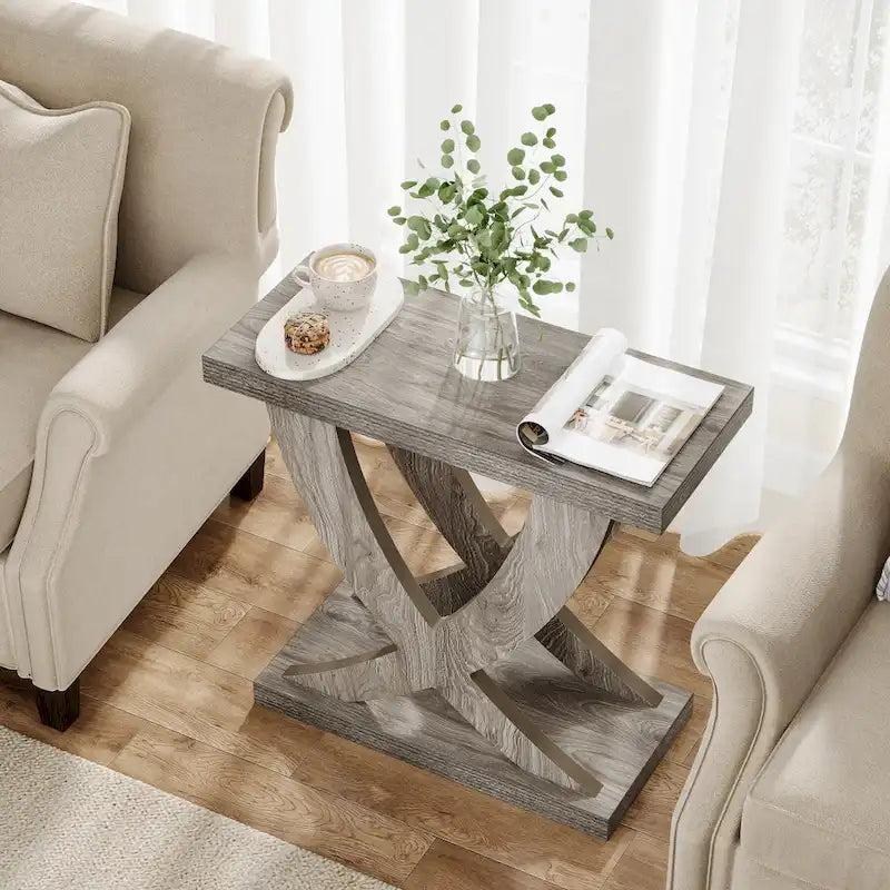 Tavolino Stretto Marrone/Grigio con Supporto a Coda di Pesce, Confezione da 1 o 2 Pezzi