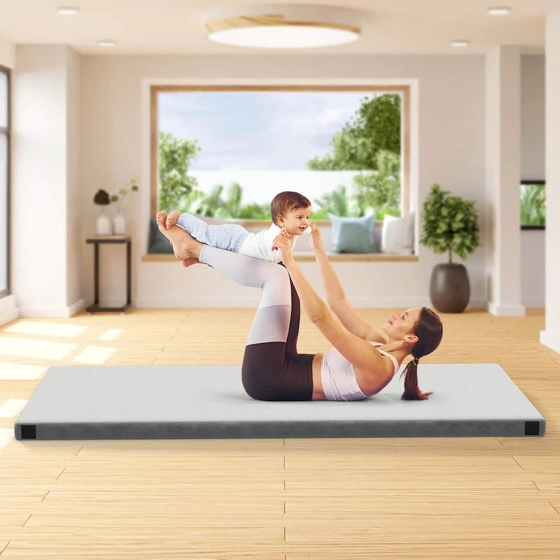 Blu/Grigio, Arrotolabile, Materassino da Campeggio in Memory Foam per 1 Persona