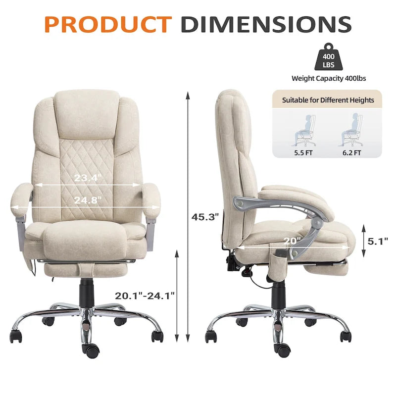 Poltrona da ufficio reclinabile Beige/Rosa/Grigio Blu con massaggio e poggiapiedi, Singolo