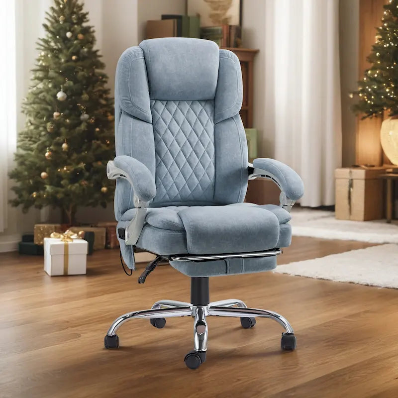 Poltrona da ufficio reclinabile Beige/Rosa/Grigio Blu con massaggio e poggiapiedi, Singolo