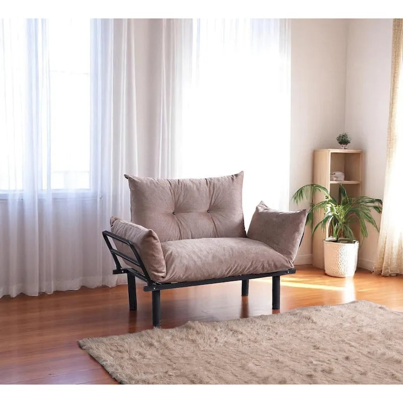 Divanetto con Struttura in Metallo, Cuscini Rimovibili, 2 Posti – Colori Assortiti