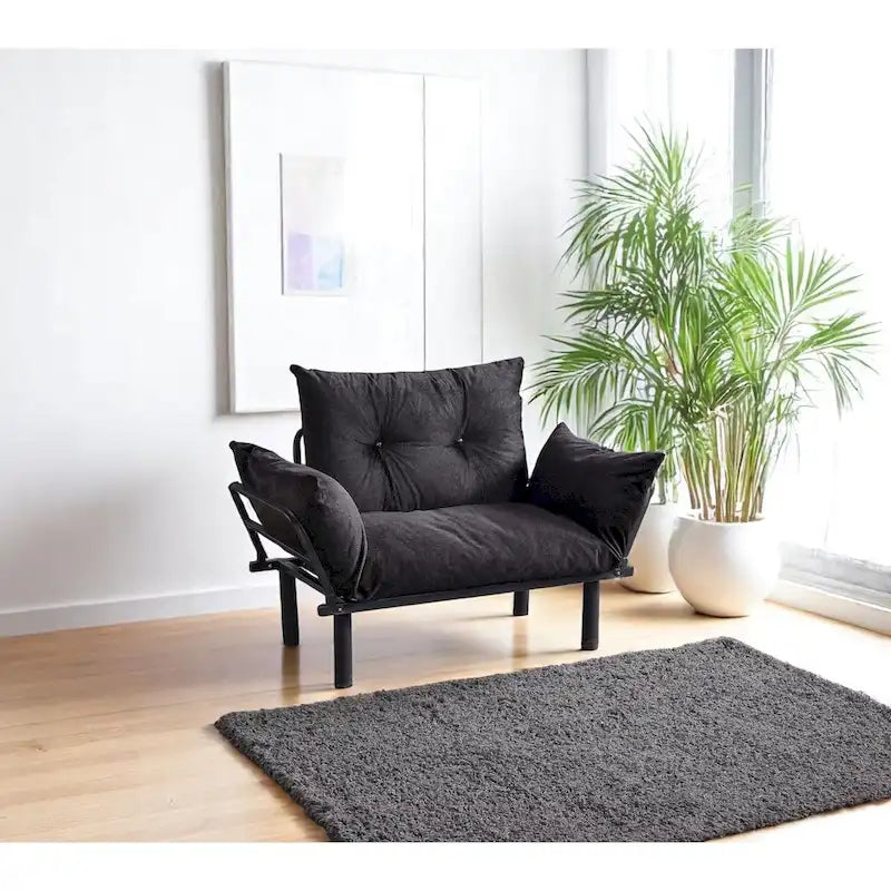 Divanetto con Struttura in Metallo, Cuscini Rimovibili, 2 Posti – Colori Assortiti