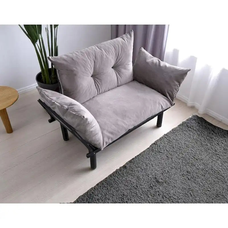 Divanetto con Struttura in Metallo, Cuscini Rimovibili, 2 Posti – Colori Assortiti