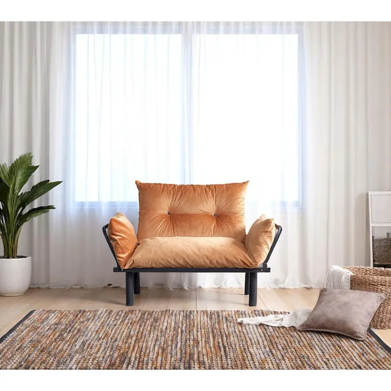 Divanetto con Struttura in Metallo, Cuscini Rimovibili, 2 Posti – Colori Assortiti