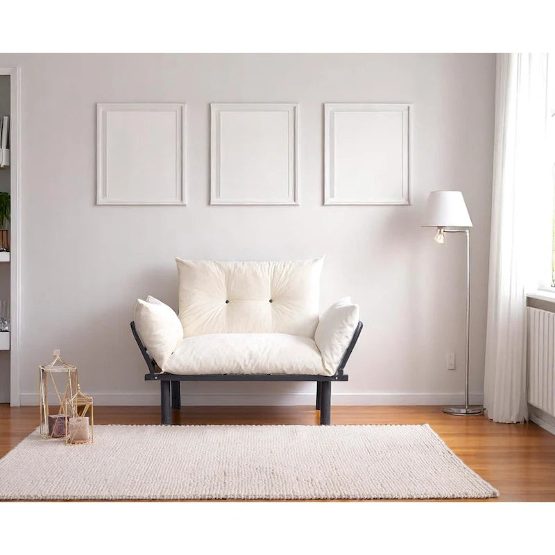 Divanetto con Struttura in Metallo, Cuscini Rimovibili, 2 Posti – Colori Assortiti