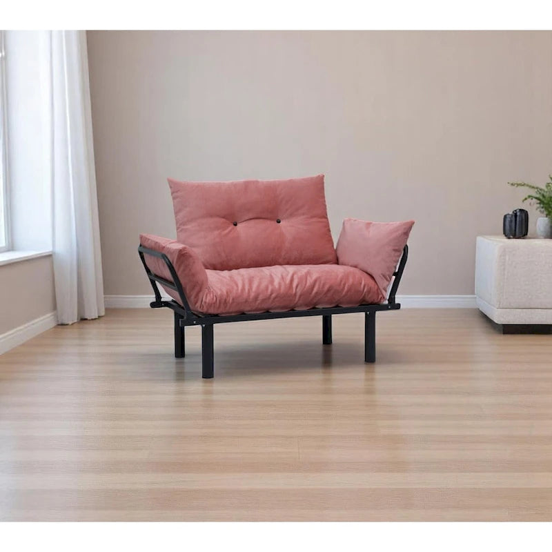 Divanetto con Struttura in Metallo, Cuscini Rimovibili, 2 Posti – Colori Assortiti